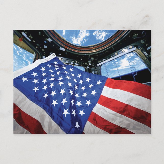Carte Postale Station spatiale Drapeau américain Orbite terrestr (Devant)