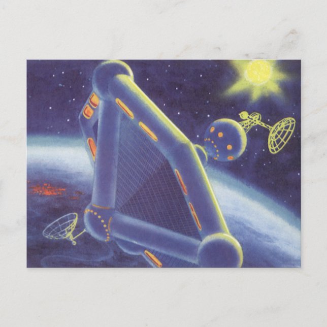 Carte Postale Station spatiale orbitale de science-fiction vinta (Devant)