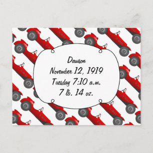 Carte Postale Statistiques de bébé garçon de voiture classique p