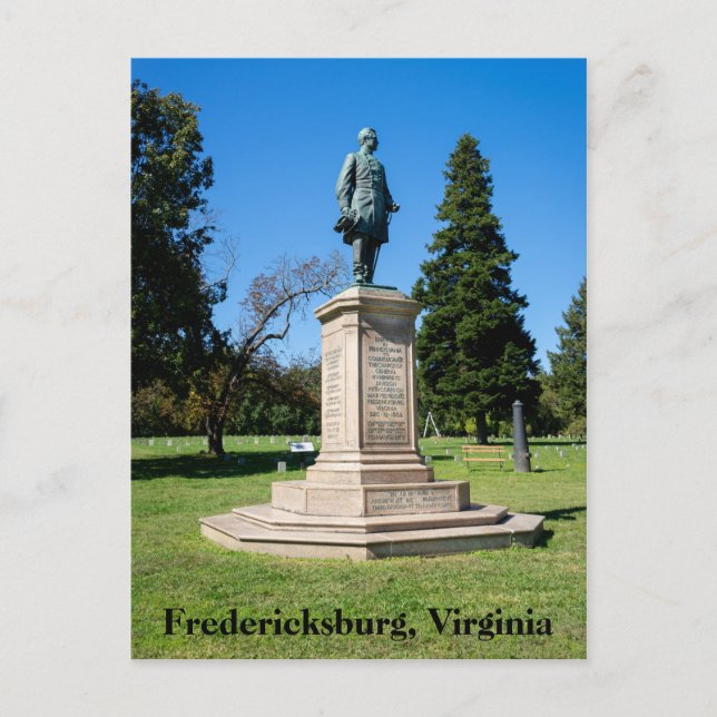 Carte Postale Statue d'Andrew Humphreys à Fredericksburg (Devant)