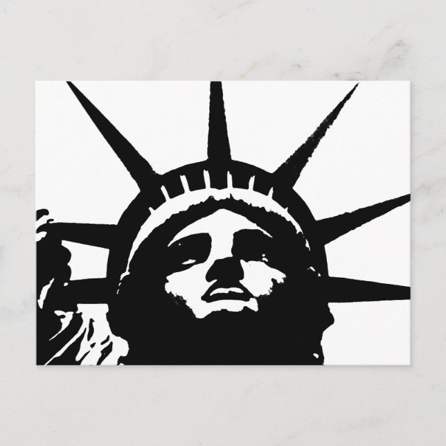 Carte Postale Statue d'Art Pop Noir & Blanc de la Liberté (Devant)