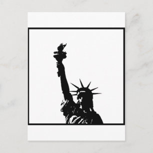 Carte Postale Statue d'Art Pop Noir & Blanc de Liberty Silhouett