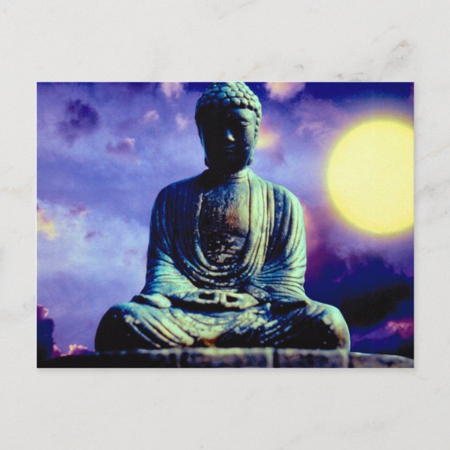 Carte Postale Statue de Bouddha avec soleil (Devant)