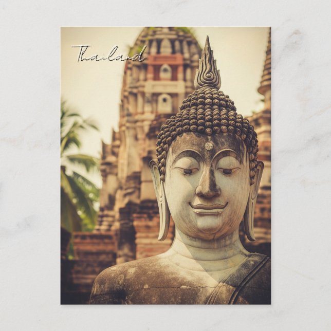 Carte Postale Statue de Bouddha Ayutthaya Thaïlande (Devant)