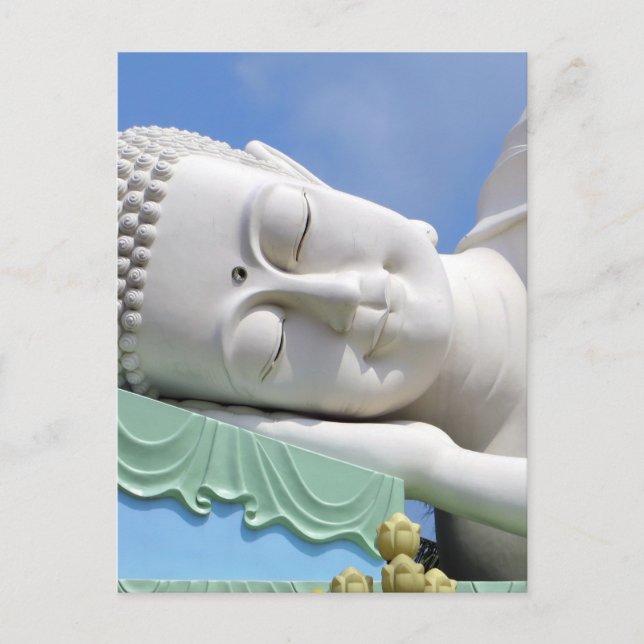 Carte Postale Statue de Bouddha Reposant Endormi Heureux Paix (Devant)