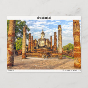 Carte Postale Statue de Bouddha, Wat Mahathat, Sukhothai