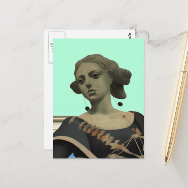 Carte Postale Statue de dame (Devant/Arrière en situation)