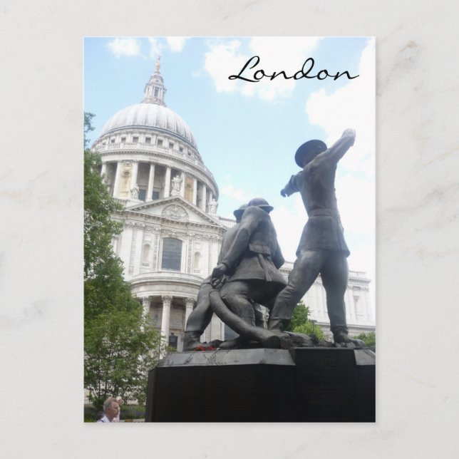 Carte Postale statue de la cathédrale st pauls (Devant)