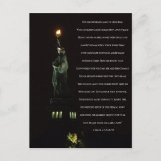 Carte Postale Statue de la Liberté à la nuit/Emma Lazare Poème