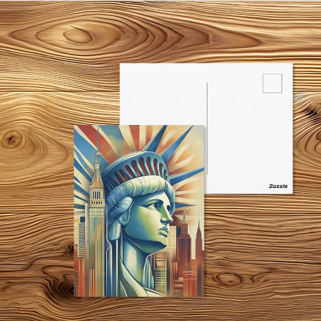 Carte Postale Statue de la Liberté Art Déco sur fond de ciel de  (Créateur téléchargé)