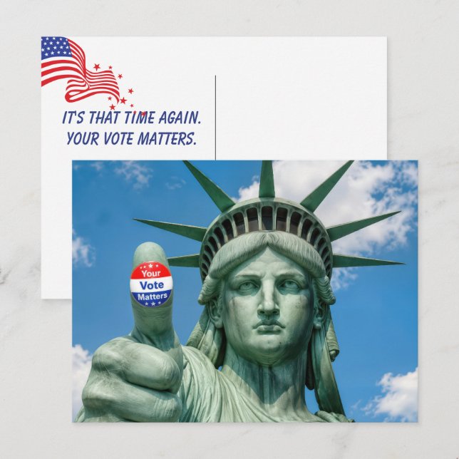 Carte Postale Statue de la Liberté avec autocollant d'élection (Devant / Derrière)