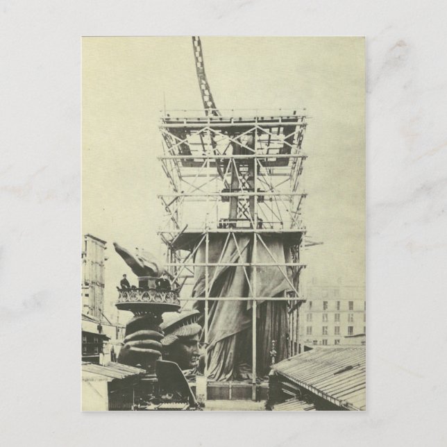 Carte Postale Statue de la Liberté : construction d'essai en Fra (Devant)