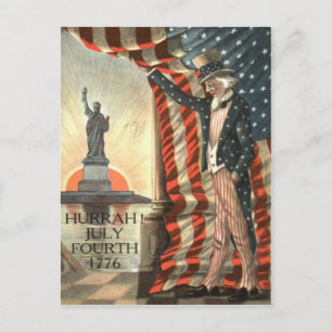 Carte Postale Statue de la Liberté de l'Oncle Sam du drapeau amé
