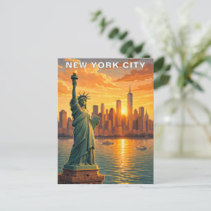 Carte Postale Statue de la Liberté de New York City Ciel de fin