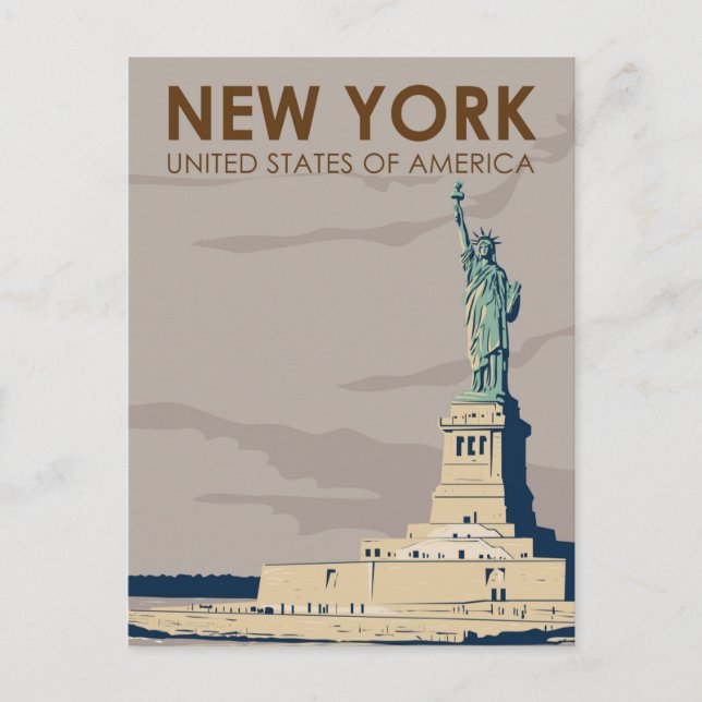Carte Postale Statue de la Liberté de New York Rétro (Devant)