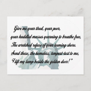 Carte Postale Statue de la Liberté - Donnez-moi votre fatigué...