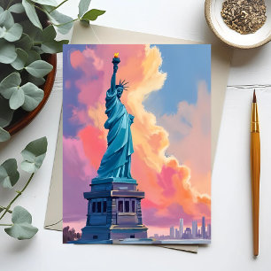 Carte Postale Statue de la Liberté New York City Aquarelle
