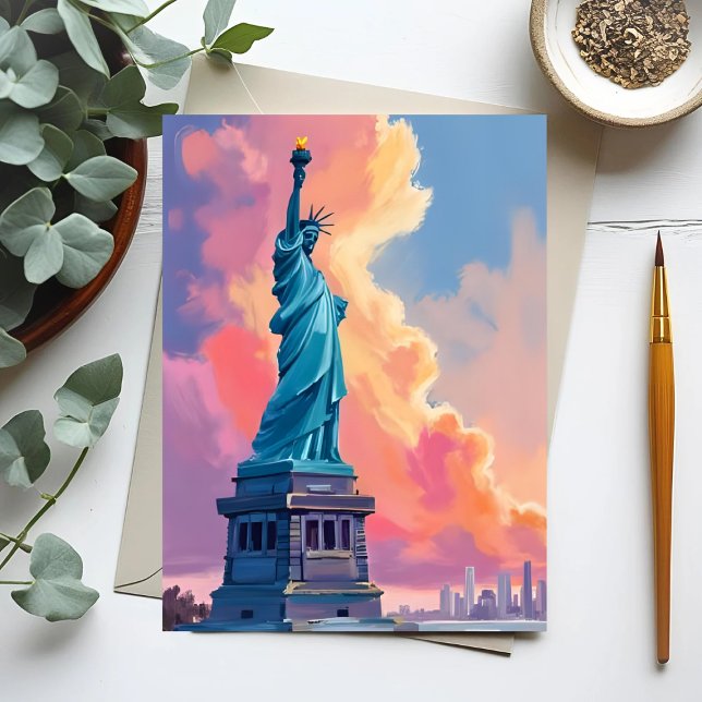 Carte Postale Statue de la Liberté New York City Aquarelle (Créateur téléchargé)