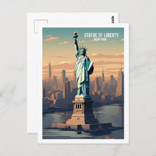 Carte Postale Statue de la Liberté New York Vintage voyage Place