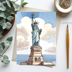 Carte Postale Statue de la Liberté Point de repère aquarelle