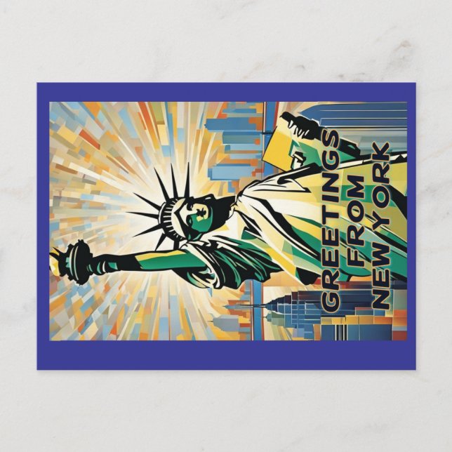 Carte Postale Statue de la Liberté salutation (Devant)