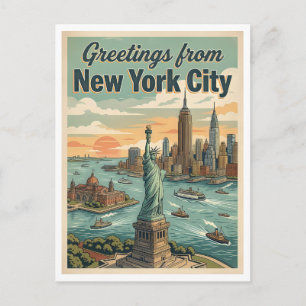 Carte Postale Statue de la Liberté Salutations de New York City