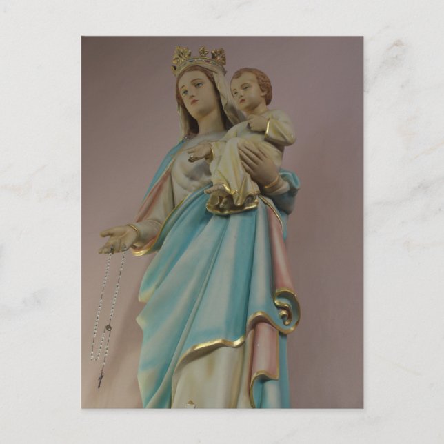 Carte Postale Statue de l'Église catholique Marie et Bébé Jésus (Devant)