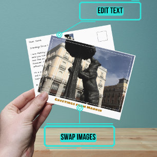 Carte Postale Statue de l'Ours et fraises Madrid Espagne