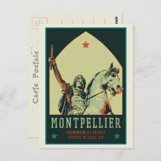 Carte Postale Statue de Montpellier Louis XIV illustration Franc