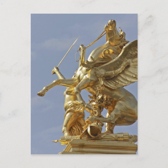 Carte Postale Statue de Pégase sur le pont Alexandre III (Devant)