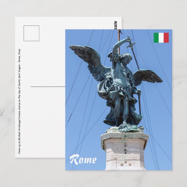 Carte Postale Statue de Saint-Michel - sommet du Castel Sant'Ang (Devant / Derrière)