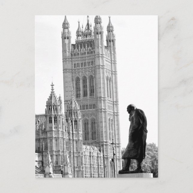 Carte Postale Statue de Winston Churchill à Londres (Devant)