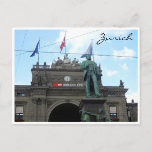 Carte Postale Statue de zUrich hauptbahnhof
