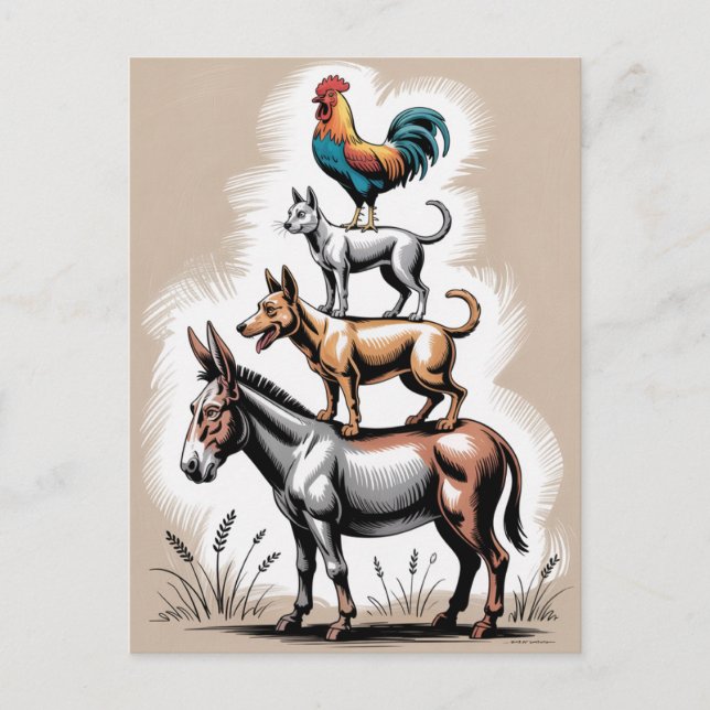 Carte Postale Statue des musiciens de Brême Ville Allemagne (Devant)