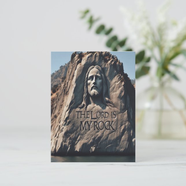 Carte Postale Statue Divine : Le Seigneur Est Mon Rocher (Debout devant)
