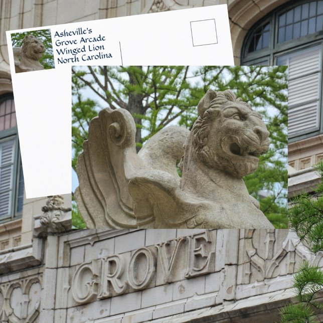 Carte Postale Statue du lion ailé d'Asheville Historic Grove Arc (Créateur téléchargé)