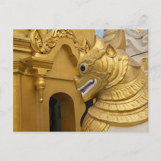 Carte Postale Statue du Lion d'or au temple (Devant)