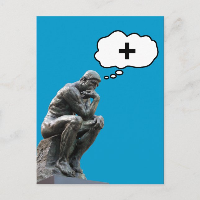 Carte Postale Statue du Penseur de Rodin - Pensez Positif (Devant)