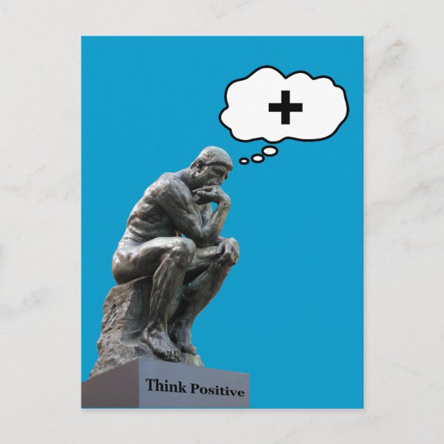 Carte Postale Statue du Penseur de Rodin - Pensez Positif (Devant)