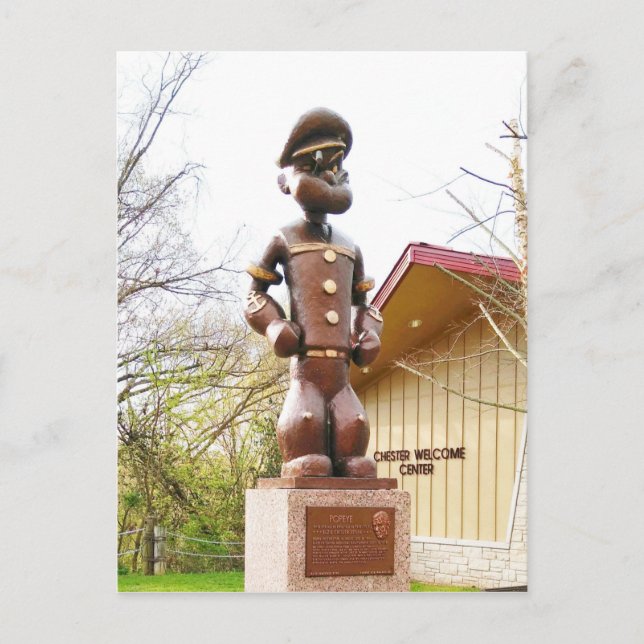Carte Postale Statue du personnage de Popeye d'Elzie Crisler Seg (Devant)