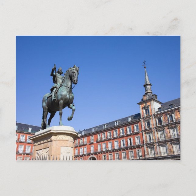 Carte Postale Statue du roi Philippe III sur la Plaza Mayor à Ma (Devant)