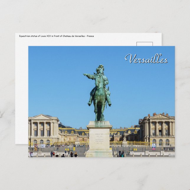 Carte Postale Statue équestre de Louis XIV à Versailles (Devant / Derrière)