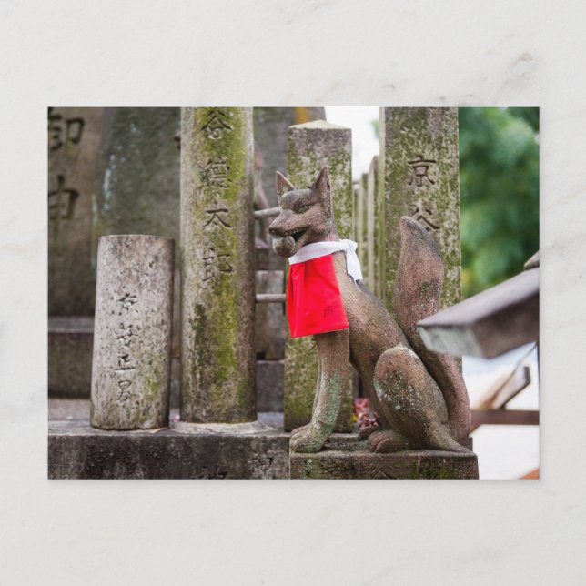 Carte Postale Statue Fox du Sanctuaire Fushimi Inari (Devant)