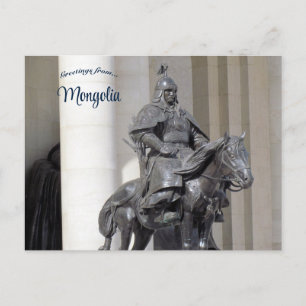 Carte Postale Statue guerrière en Mongolie Carré Sukhbaatar