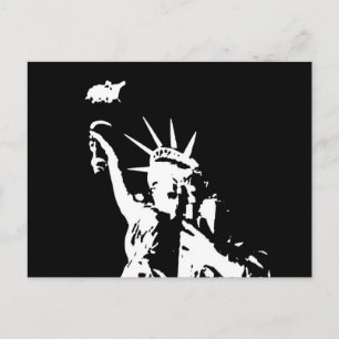 Carte Postale Statue noire et blanche de la Liberté Silhouette
