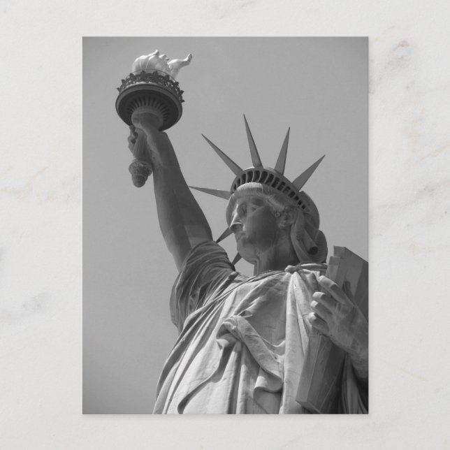 Carte Postale Statue noire et blanche de Liberty New York (Devant)