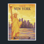 Carte Postale Statue vintage de New York sur la liberté États-Un<br><div class="desc">vintage,  rétro,  voyage,  moderne,  aquarelle,  classique,  New York,  statue de la liberté,  cartes postales des états-unis, </div>