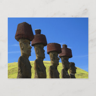 Carte Postale Statues culturelles, île de Pâques, Polynésie