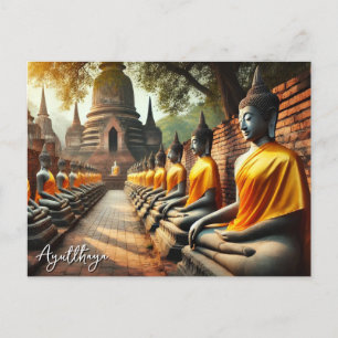Carte Postale Statues de Bouddha d'Ayutthaya Thaïlande