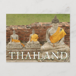 Carte Postale Statues de Bouddhas assis   Ayutthaya, Thaïlande